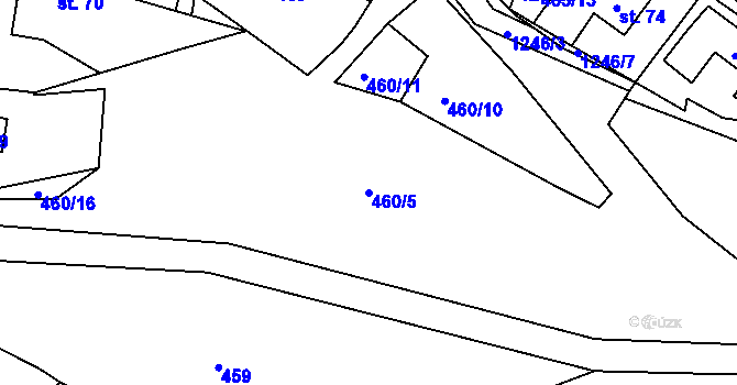 Parcela st. 460/5 v KÚ Předměstí, Katastrální mapa