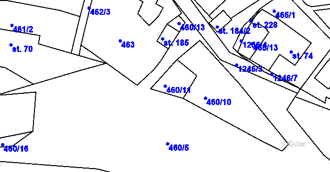 Parcela st. 460/11 v KÚ Předměstí, Katastrální mapa
