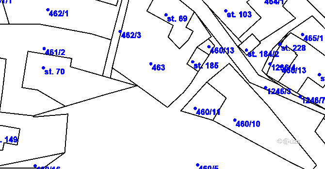 Parcela st. 460/12 v KÚ Předměstí, Katastrální mapa