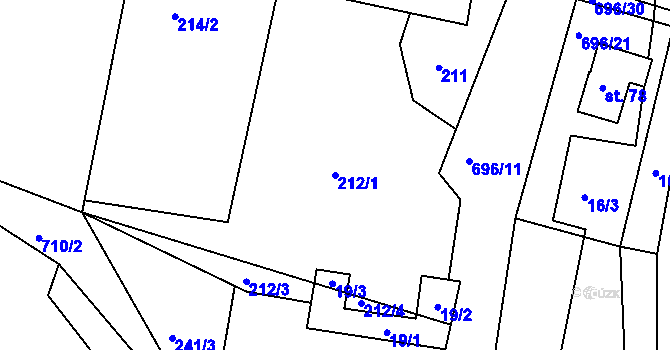 Parcela st. 212/1 v KÚ Přední Arnoštov, Katastrální mapa