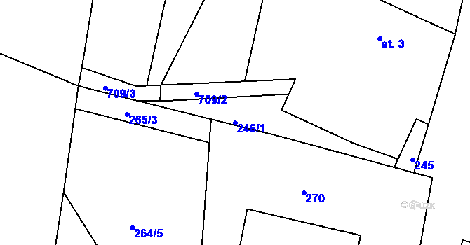 Parcela st. 246/1 v KÚ Přední Arnoštov, Katastrální mapa