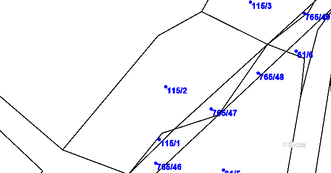 Parcela st. 115/2 v KÚ Přední Arnoštov, Katastrální mapa