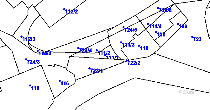 Parcela st. 111/1 v KÚ Přední Kopanina, Katastrální mapa