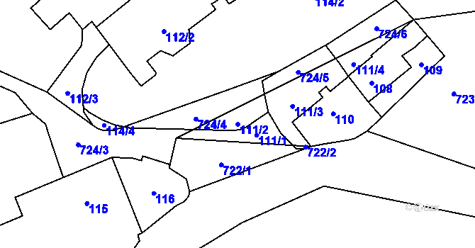 Parcela st. 111/2 v KÚ Přední Kopanina, Katastrální mapa