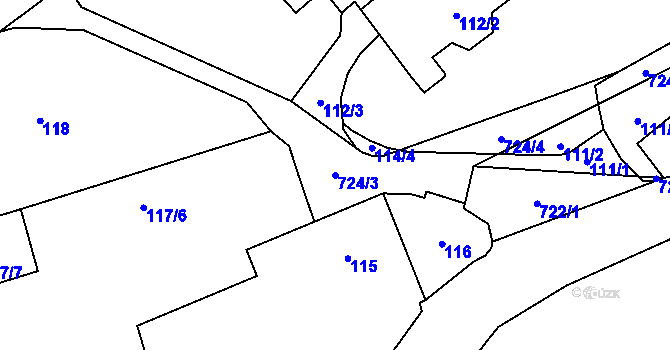 Parcela st. 724/3 v KÚ Přední Kopanina, Katastrální mapa