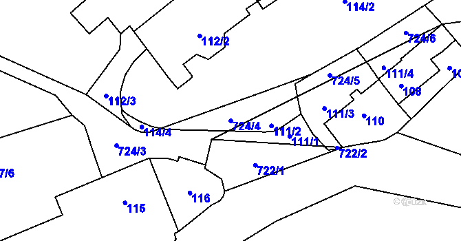 Parcela st. 724/4 v KÚ Přední Kopanina, Katastrální mapa