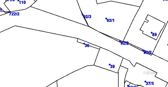 Parcela st. 36 v KÚ Přední Kopanina, Katastrální mapa
