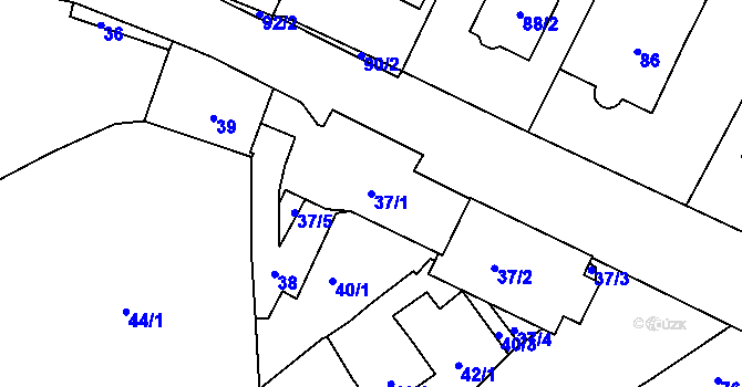 Parcela st. 37/1 v KÚ Přední Kopanina, Katastrální mapa