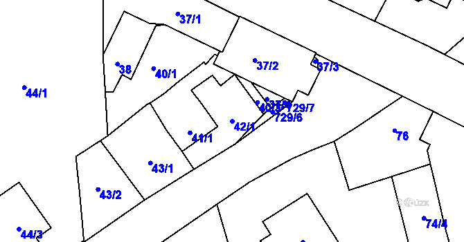 Parcela st. 42/1 v KÚ Přední Kopanina, Katastrální mapa
