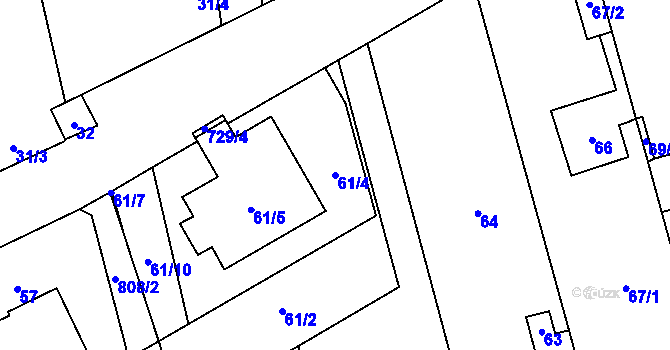 Parcela st. 61/4 v KÚ Přední Kopanina, Katastrální mapa
