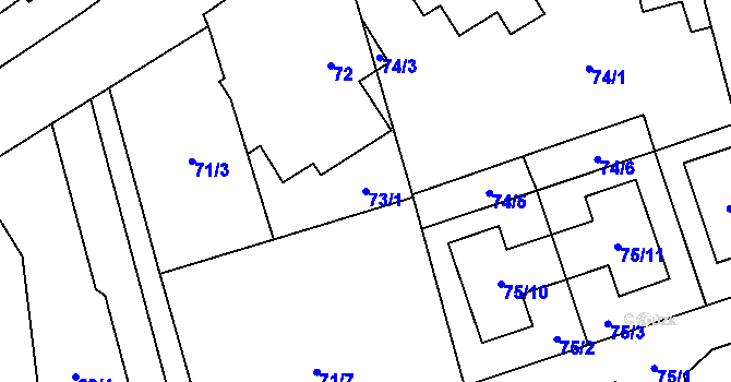 Parcela st. 73/1 v KÚ Přední Kopanina, Katastrální mapa