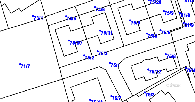 Parcela st. 75/3 v KÚ Přední Kopanina, Katastrální mapa