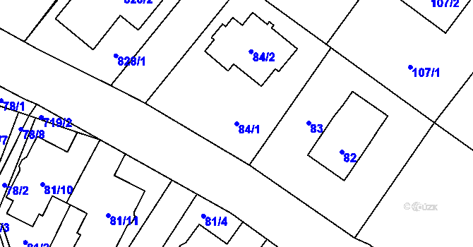Parcela st. 84/1 v KÚ Přední Kopanina, Katastrální mapa