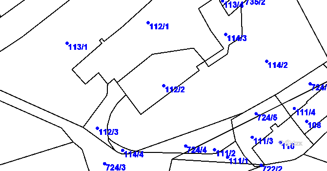 Parcela st. 112/2 v KÚ Přední Kopanina, Katastrální mapa