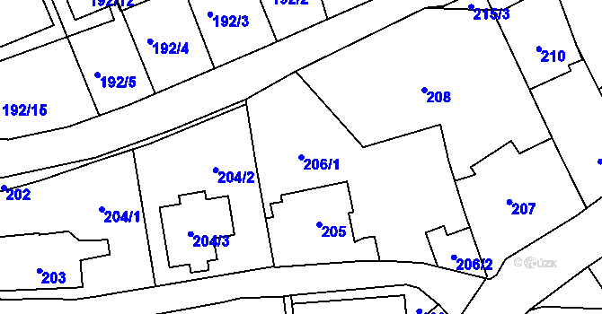Parcela st. 206/1 v KÚ Přední Kopanina, Katastrální mapa