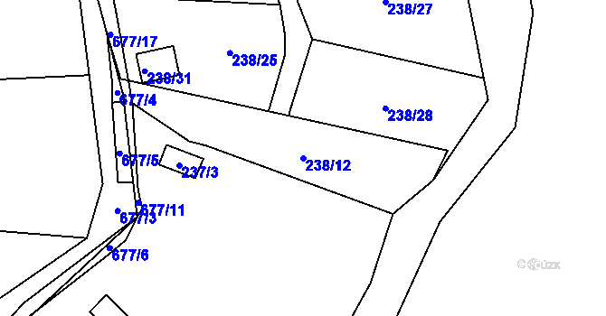 Parcela st. 238/12 v KÚ Přední Kopanina, Katastrální mapa