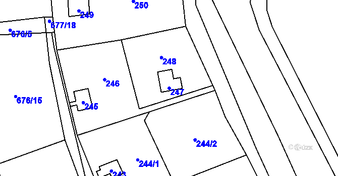 Parcela st. 247 v KÚ Přední Kopanina, Katastrální mapa