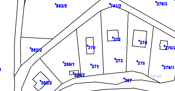 Parcela st. 270 v KÚ Přední Kopanina, Katastrální mapa