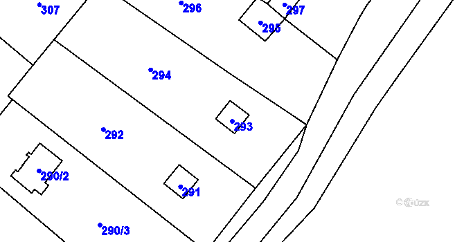 Parcela st. 293 v KÚ Přední Kopanina, Katastrální mapa
