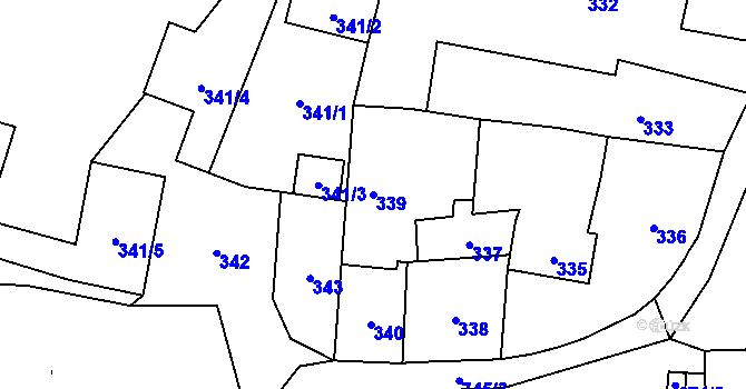 Parcela st. 339 v KÚ Přední Kopanina, Katastrální mapa