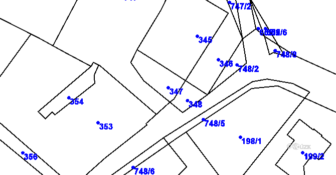 Parcela st. 347 v KÚ Přední Kopanina, Katastrální mapa