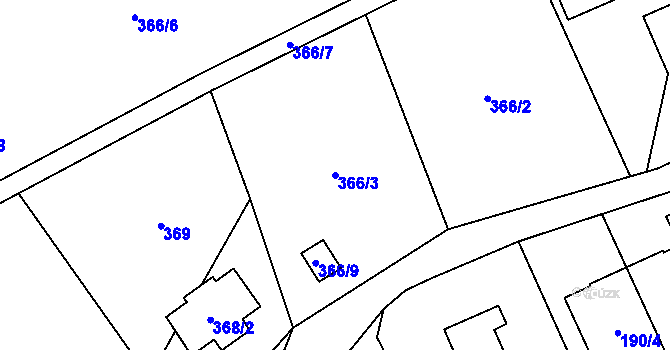 Parcela st. 366/3 v KÚ Přední Kopanina, Katastrální mapa