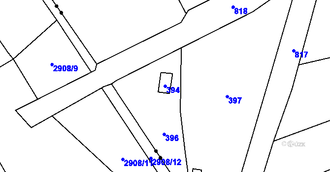 Parcela st. 394 v KÚ Přední Kopanina, Katastrální mapa