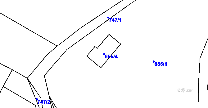 Parcela st. 655/4 v KÚ Přední Kopanina, Katastrální mapa