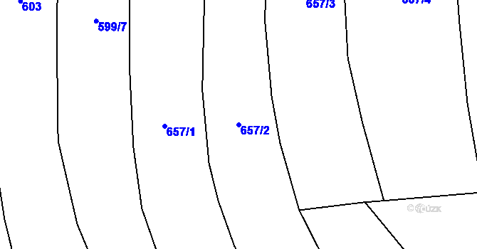 Parcela st. 657/2 v KÚ Přední Kopanina, Katastrální mapa