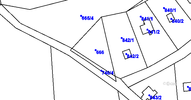 Parcela st. 666 v KÚ Přední Kopanina, Katastrální mapa