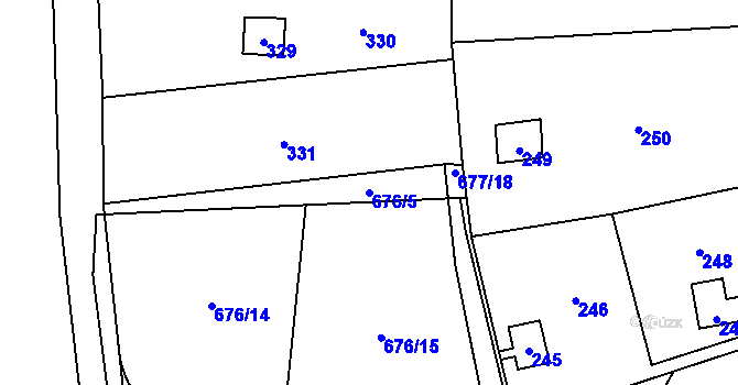 Parcela st. 676/5 v KÚ Přední Kopanina, Katastrální mapa