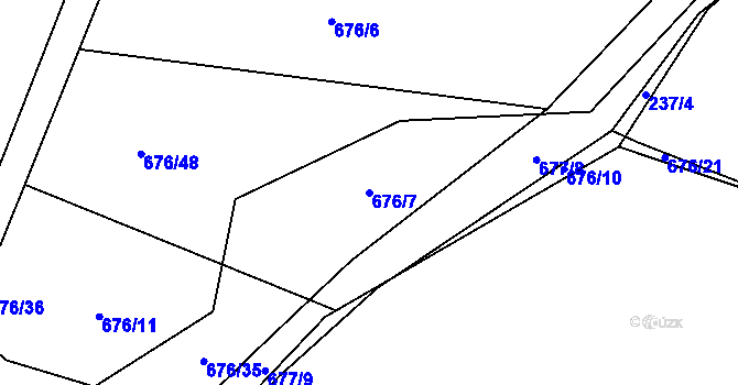 Parcela st. 676/7 v KÚ Přední Kopanina, Katastrální mapa