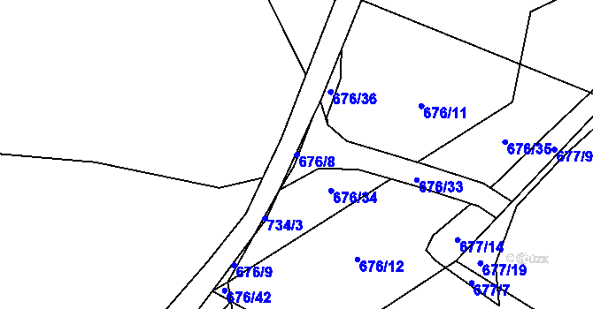 Parcela st. 676/8 v KÚ Přední Kopanina, Katastrální mapa