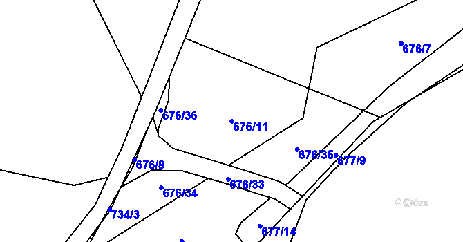 Parcela st. 676/11 v KÚ Přední Kopanina, Katastrální mapa