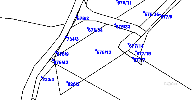 Parcela st. 676/12 v KÚ Přední Kopanina, Katastrální mapa