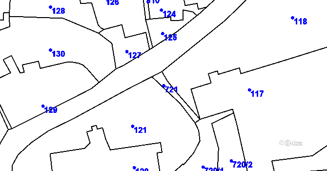 Parcela st. 721 v KÚ Přední Kopanina, Katastrální mapa