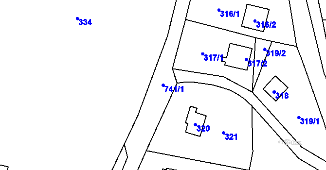 Parcela st. 741/1 v KÚ Přední Kopanina, Katastrální mapa