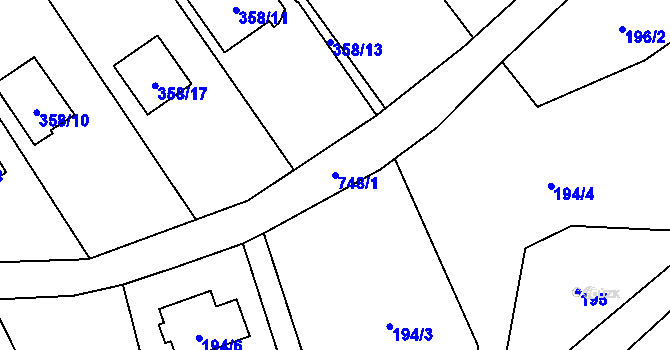 Parcela st. 748/1 v KÚ Přední Kopanina, Katastrální mapa