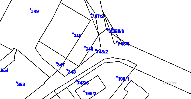 Parcela st. 748/2 v KÚ Přední Kopanina, Katastrální mapa