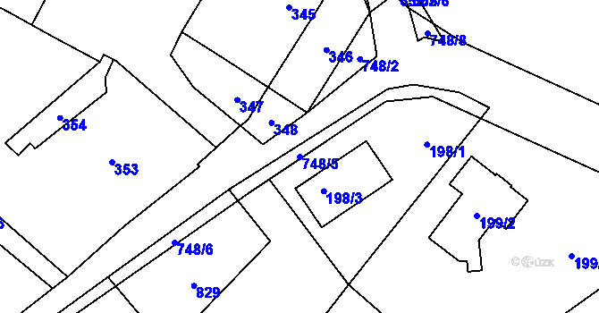 Parcela st. 748/5 v KÚ Přední Kopanina, Katastrální mapa