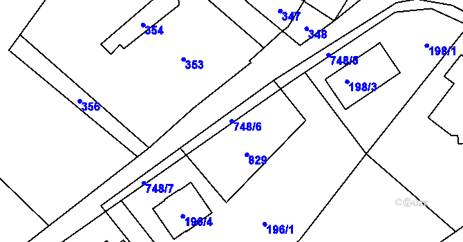 Parcela st. 748/6 v KÚ Přední Kopanina, Katastrální mapa