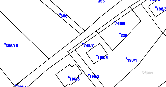 Parcela st. 748/7 v KÚ Přední Kopanina, Katastrální mapa