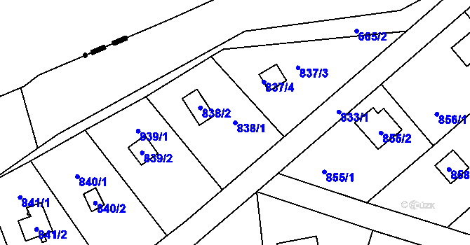 Parcela st. 838/1 v KÚ Přední Kopanina, Katastrální mapa