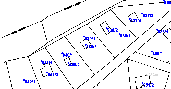 Parcela st. 839/2 v KÚ Přední Kopanina, Katastrální mapa