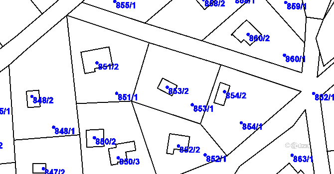 Parcela st. 853/2 v KÚ Přední Kopanina, Katastrální mapa