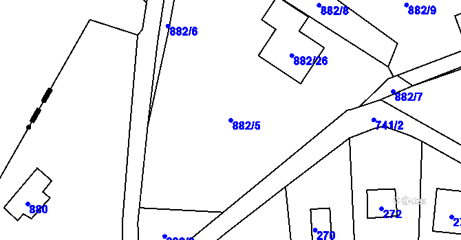 Parcela st. 882/5 v KÚ Přední Kopanina, Katastrální mapa