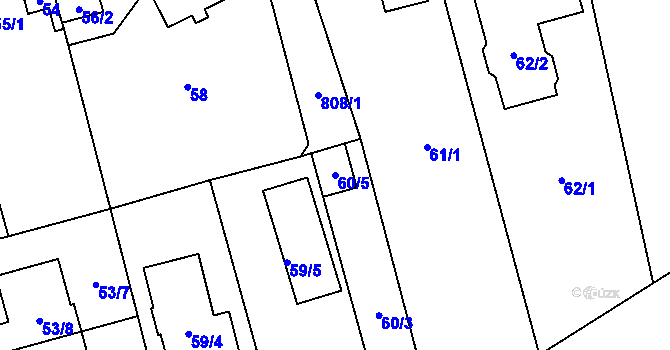Parcela st. 60/5 v KÚ Přední Kopanina, Katastrální mapa