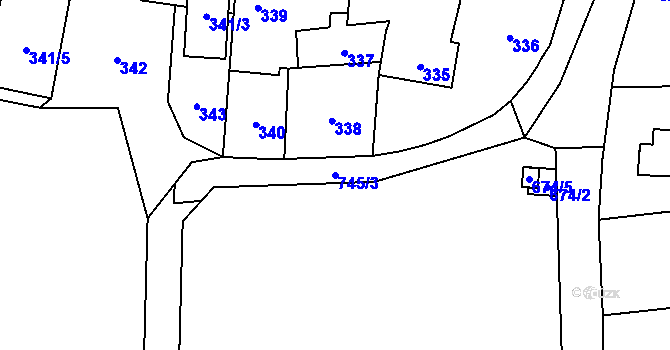 Parcela st. 745/3 v KÚ Přední Kopanina, Katastrální mapa