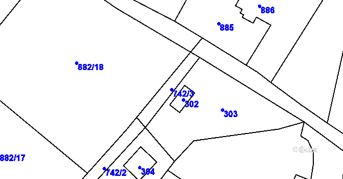 Parcela st. 742/3 v KÚ Přední Kopanina, Katastrální mapa