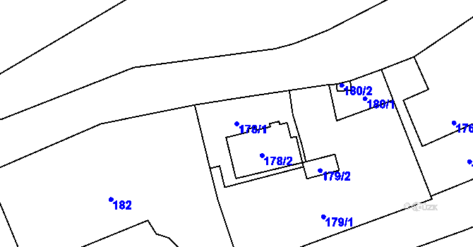 Parcela st. 178/1 v KÚ Přední Kopanina, Katastrální mapa